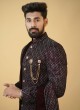 Maroon Festive Wear Embroidered Indowestern Set